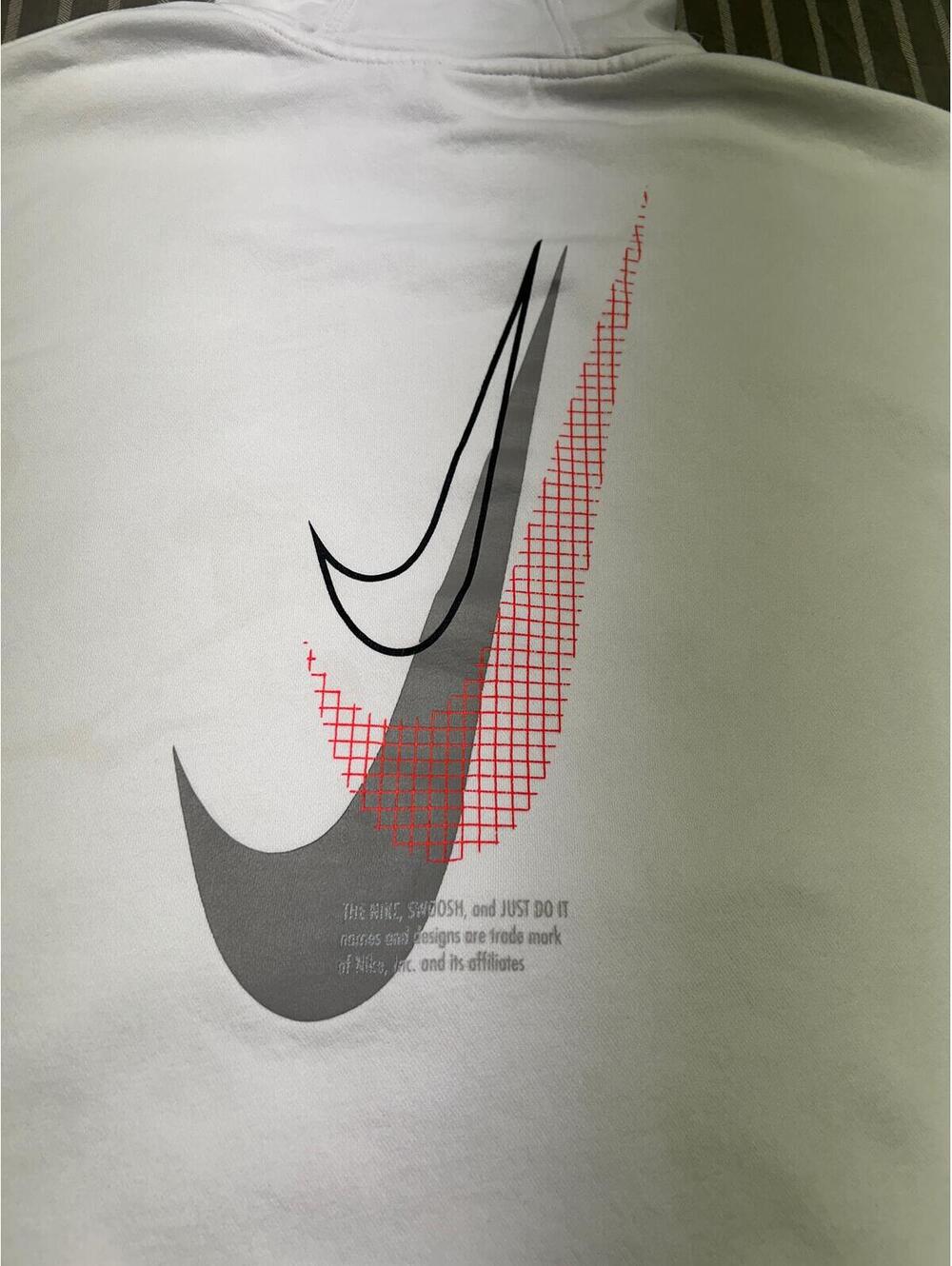 Vintage Nike Hoodie Mens XXL White Spellout Graphic Logo Fleece Lined Running - Picture 3 of 5